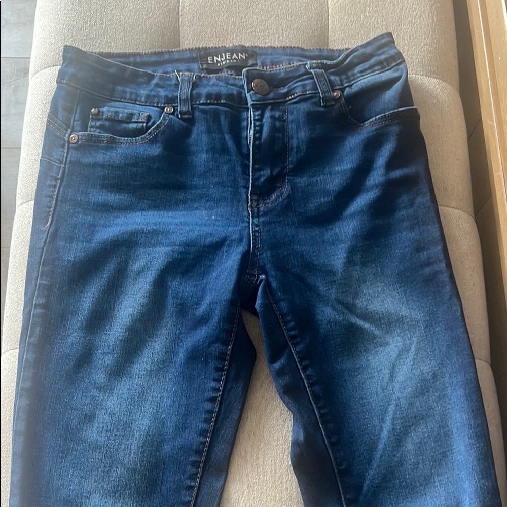 Skinny Blue Jeans with Modern Distressing